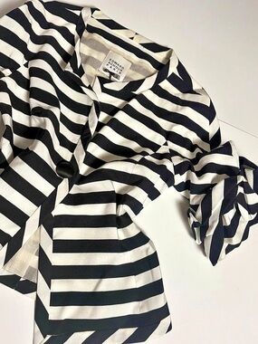 ⁠Edward Achour Paris Silk Lined Striped Jacket French Couture Size FR40/US8